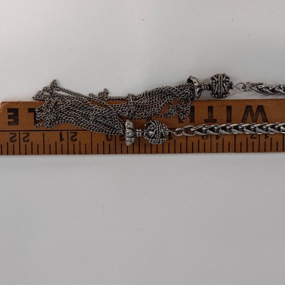 Southwestern Style Necklace Womens Beaded Tassel Black Bronze Patterned Fringe - Picture 7 of 7